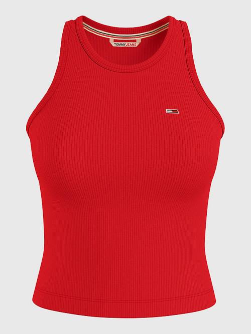 Tommy Hilfiger Feminine Ribbed Tank Top Póló Női Piros | TH541BIX