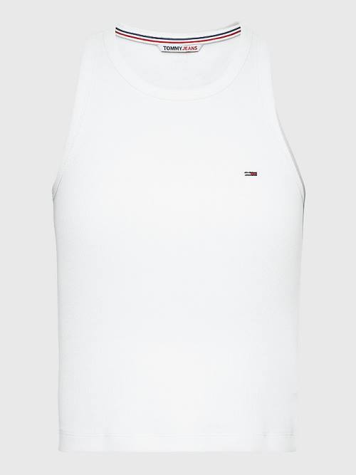 Tommy Hilfiger Feminine Ribbed Tank Top Póló Női Fehér | TH946ZYQ