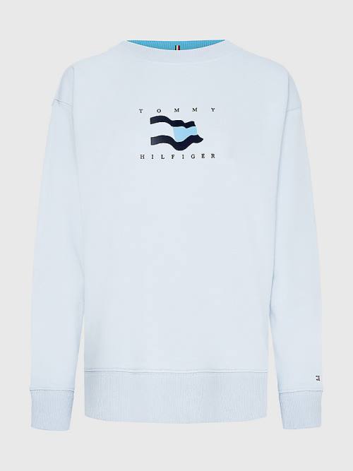 Tommy Hilfiger Flag Detail Relaxed Fit Sweatshirt Kapucnis Pulóver Női Kék | TH319LJF