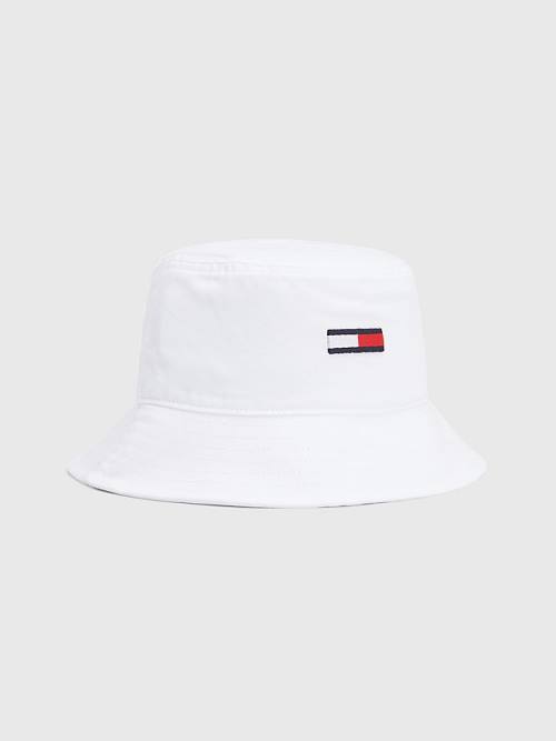 Tommy Hilfiger Flag Embroidery Bucket Kalap Férfi Fehér | TH160BNX