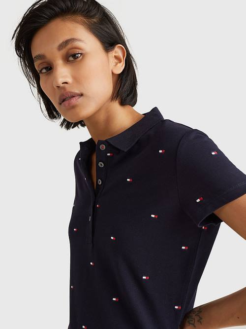 Tommy Hilfiger Flag Embroidery Polo Ruha Női Kék | TH836VCB