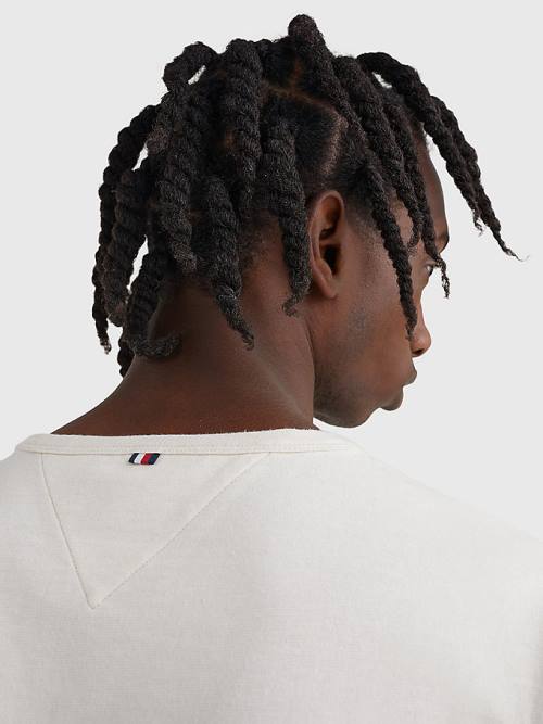 Tommy Hilfiger Flag Embroidery Póló Férfi Bézs | TH628ADY