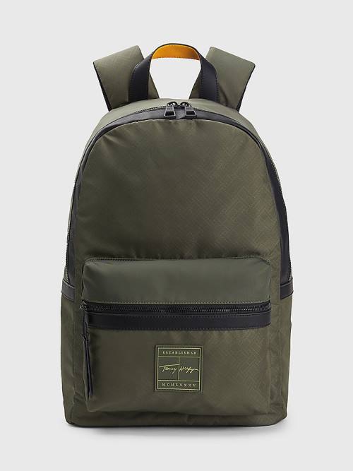 Tommy Hilfiger Flag Jacquard Backpack Táska Férfi Zöld | TH053ERK