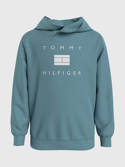 Tommy Hilfiger Flag Logo Kapucnis Pulóver Fiú Kék | TH709BLG