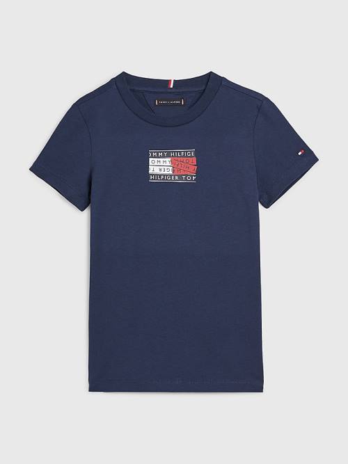 Tommy Hilfiger Flag Logo Póló Fiú Kék | TH987HSU