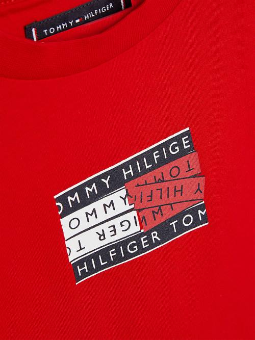 Tommy Hilfiger Flag Logo Póló Fiú Piros | TH286RQE