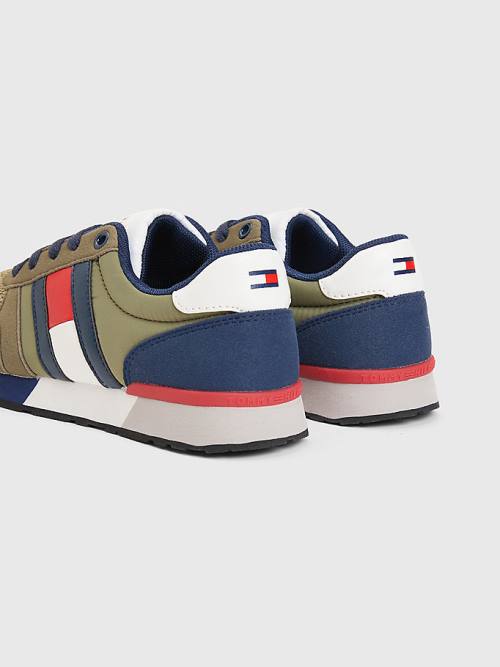 Tommy Hilfiger Flag Low-Top Csipke-Up Tornacipő Fiú Zöld | TH083QMF