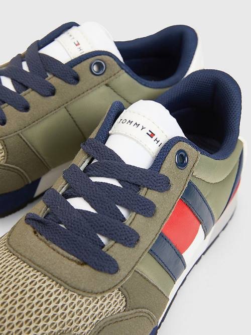 Tommy Hilfiger Flag Low-Top Csipke-Up Tornacipő Fiú Zöld | TH083QMF