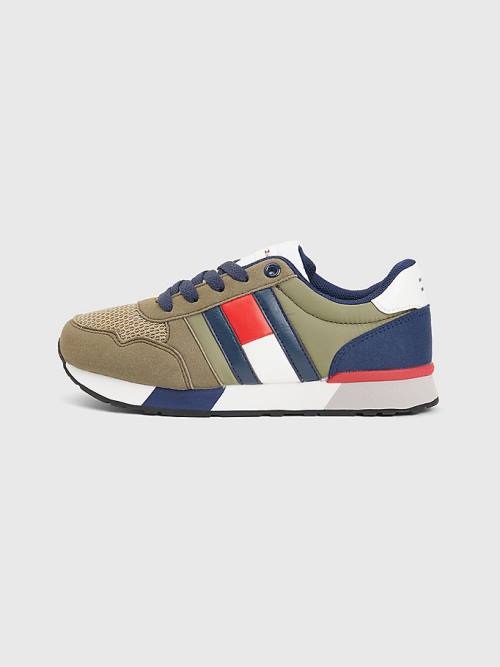 Tommy Hilfiger Flag Low-Top Csipke-Up Tornacipő Fiú Zöld | TH083QMF