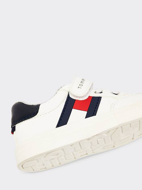 Tommy Hilfiger Flag Low-Top Tornacipő Fiú Fehér | TH532KJN