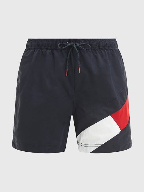 Tommy Hilfiger Flag Mid Length Drawstring Shorts Fürdőruha Férfi Kék | TH097VKG