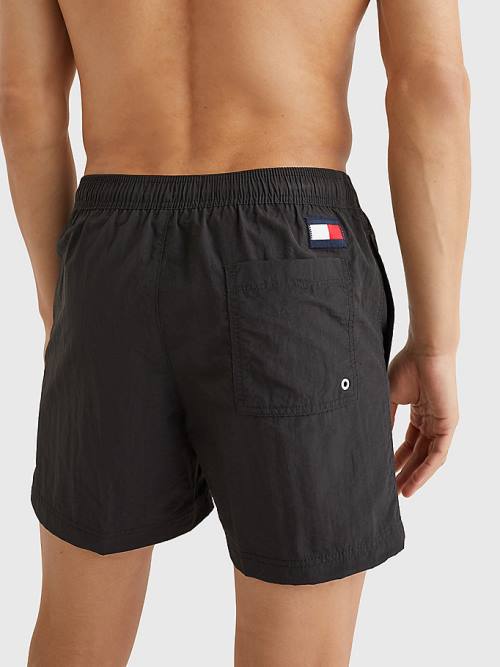 Tommy Hilfiger Flag Mid Length Drawstring Shorts Fürdőruha Férfi Fekete | TH123WQK