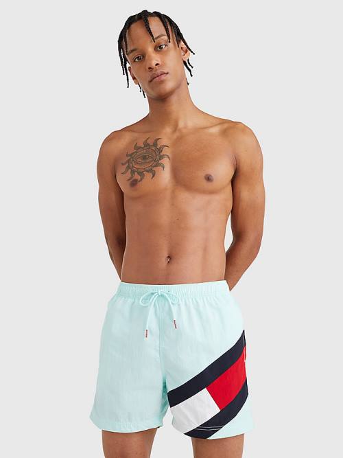 Tommy Hilfiger Flag Mid Length Drawstring Shorts Fürdőruha Férfi Kék | TH316KVF