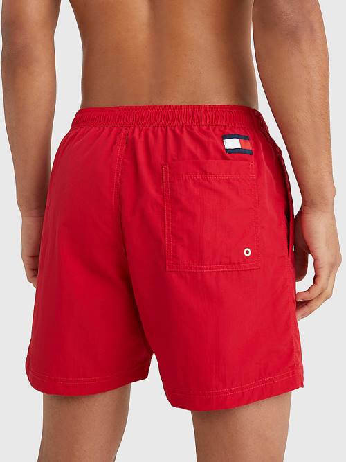 Tommy Hilfiger Flag Mid Length Drawstring Shorts Fürdőruha Férfi Piros | TH381EDU