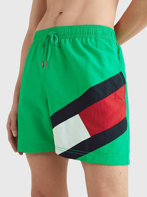 Tommy Hilfiger Flag Mid Length Drawstring Shorts Fürdőruha Férfi Zöld | TH543LTW