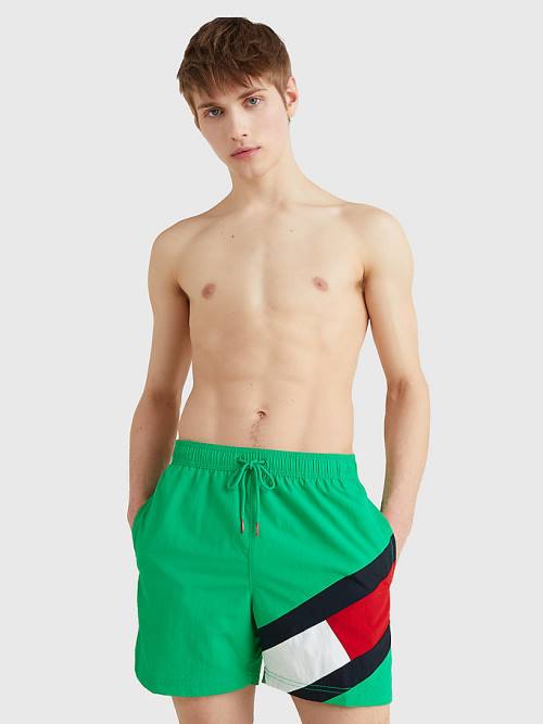 Tommy Hilfiger Flag Mid Length Drawstring Shorts Fürdőruha Férfi Zöld | TH543LTW