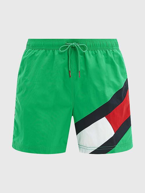 Tommy Hilfiger Flag Mid Length Drawstring Shorts Fürdőruha Férfi Zöld | TH543LTW