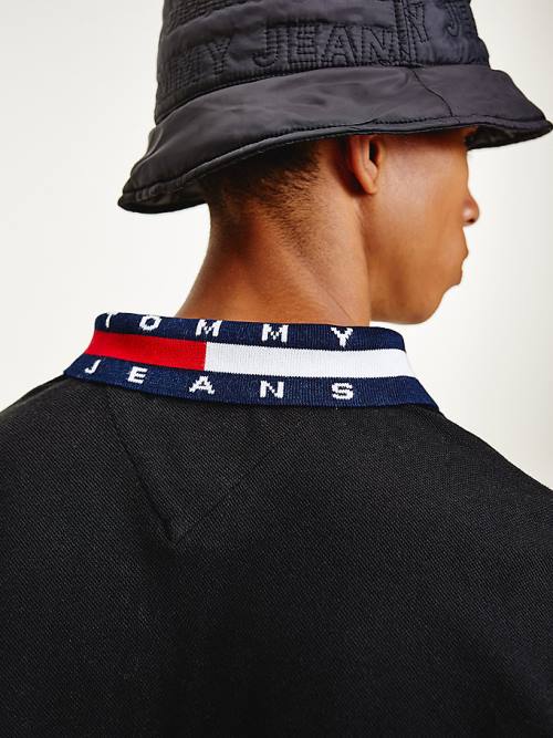 Tommy Hilfiger Flag Neck Regular Fit Póló Férfi Fekete | TH213PQR