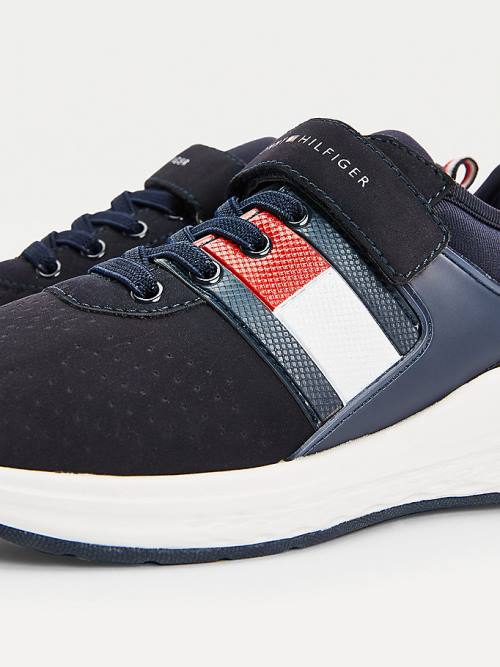 Tommy Hilfiger Flag Panel Pántos Rögzítő Csipke-Up Tornacipő Fiú Kék | TH153IDZ