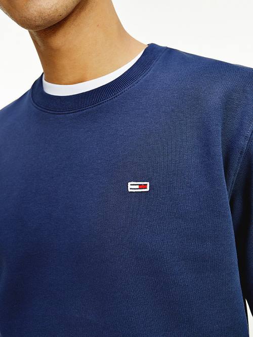 Tommy Hilfiger Flag Patch Fleece Pulóver Férfi Kék | TH168LFY