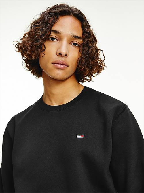 Tommy Hilfiger Flag Patch Fleece Pulóver Férfi Fekete | TH241QTH