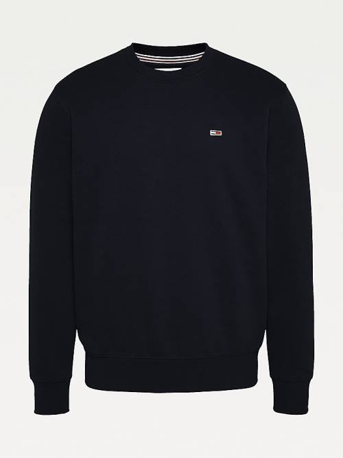 Tommy Hilfiger Flag Patch Fleece Pulóver Férfi Fekete | TH241QTH