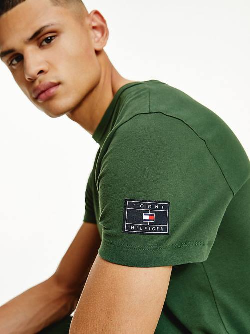 Tommy Hilfiger Flag Patch Sleeve Póló Férfi Zöld | TH251OVB