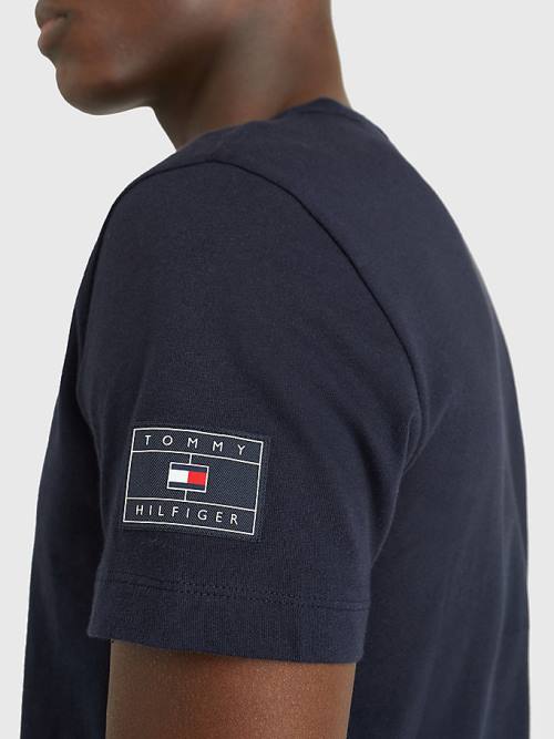 Tommy Hilfiger Flag Patch Sleeve Póló Férfi Kék | TH589UDE