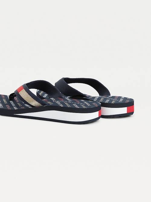 Tommy Hilfiger Flag Plaque Mid-Éktalpú Flip-Flop Szandál Női Kék | TH638ZSN