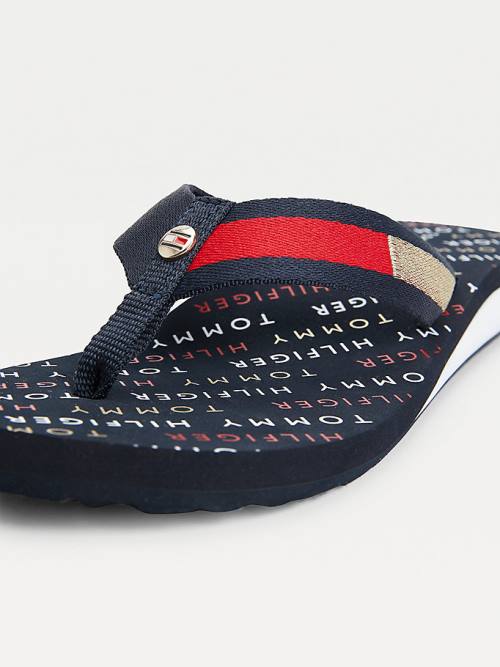 Tommy Hilfiger Flag Plaque Mid-Éktalpú Flip-Flop Szandál Női Kék | TH638ZSN