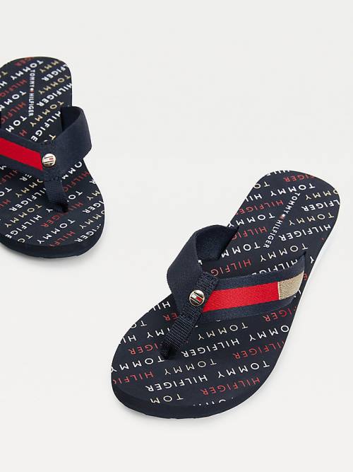 Tommy Hilfiger Flag Plaque Mid-Éktalpú Flip-Flop Szandál Női Kék | TH638ZSN