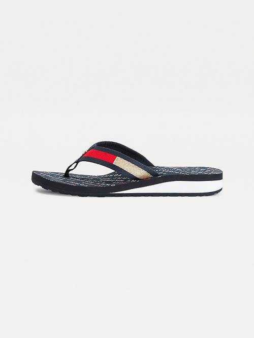 Tommy Hilfiger Flag Plaque Mid-Éktalpú Flip-Flop Szandál Női Kék | TH638ZSN