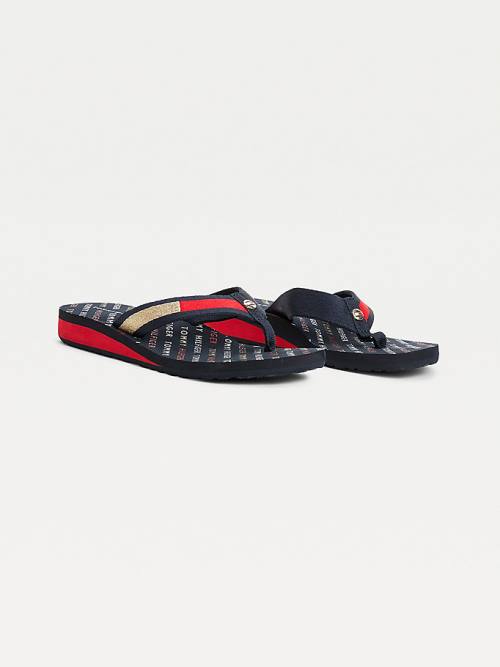 Tommy Hilfiger Flag Plaque Mid-Éktalpú Flip-Flop Szandál Női Kék | TH638ZSN