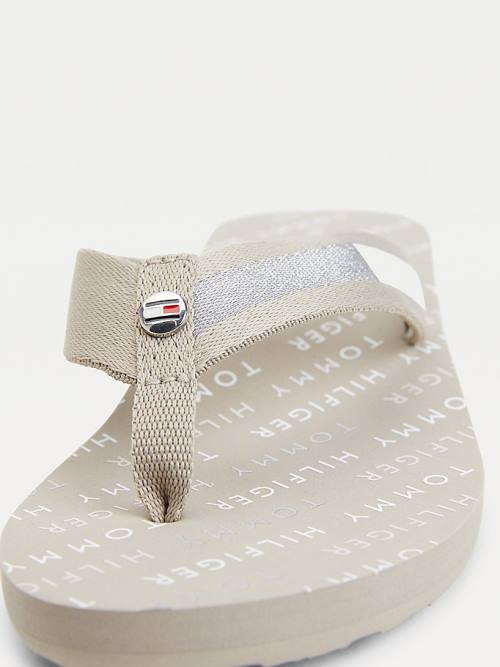 Tommy Hilfiger Flag Plaque Mid-Éktalpú Flip-Flop Szandál Női Bézs | TH857OEC