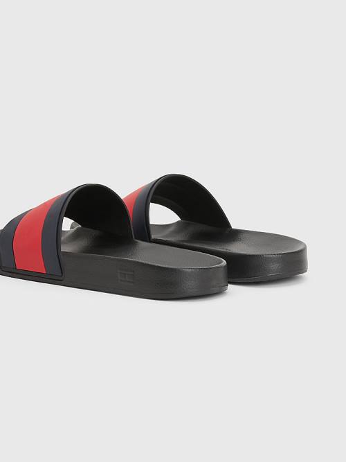 Tommy Hilfiger Flag Pool Slides Szandál Férfi Fekete | TH481IRB