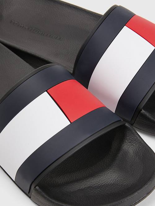 Tommy Hilfiger Flag Pool Slides Szandál Férfi Fekete | TH481IRB