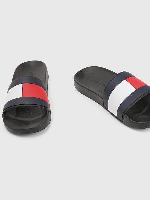 Tommy Hilfiger Flag Pool Slides Szandál Férfi Fekete | TH481IRB