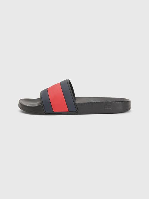 Tommy Hilfiger Flag Pool Slides Szandál Férfi Fekete | TH481IRB