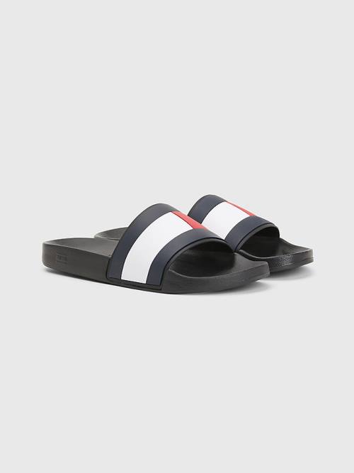 Tommy Hilfiger Flag Pool Slides Szandál Férfi Fekete | TH481IRB