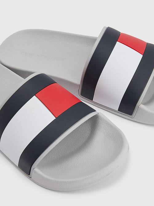 Tommy Hilfiger Flag Pool Slides Szandál Férfi Szürke | TH659RUE