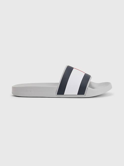 Tommy Hilfiger Flag Pool Slides Szandál Férfi Szürke | TH659RUE