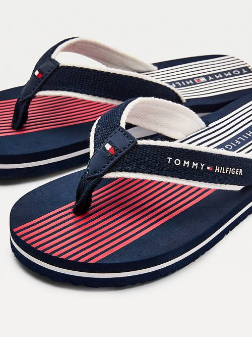 Tommy Hilfiger Flag Print Flip Flops Szandál Fiú Kék | TH759OFE