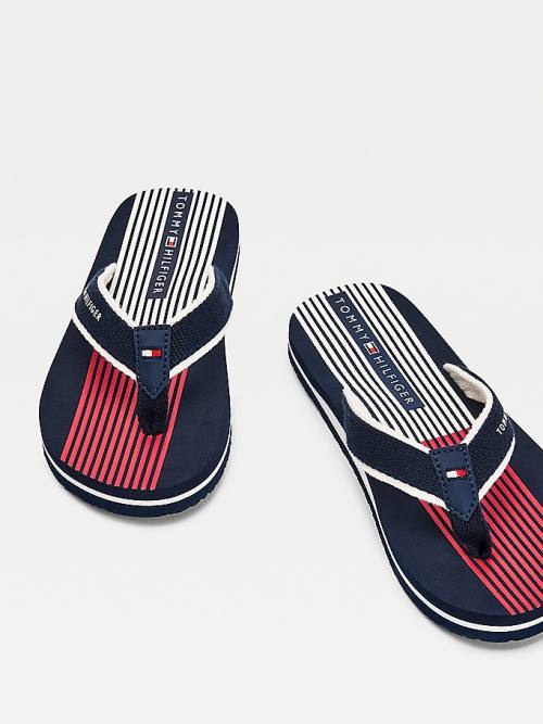 Tommy Hilfiger Flag Print Flip Flops Szandál Fiú Kék | TH759OFE