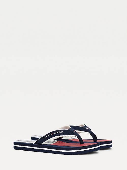 Tommy Hilfiger Flag Print Flip Flops Szandál Fiú Kék | TH759OFE