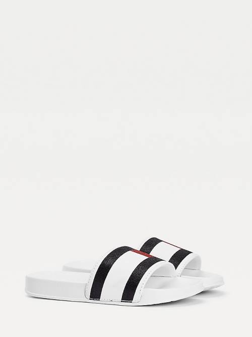 Tommy Hilfiger Flag Print Slides Szandál Lány Fehér | TH218ATO