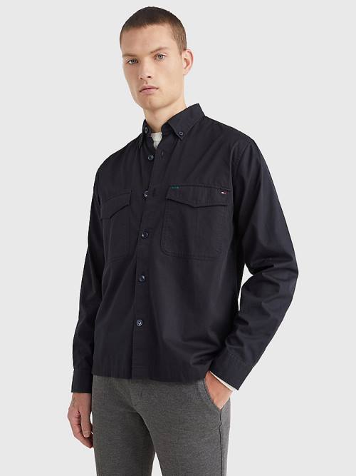 Tommy Hilfiger Flap Pocket Organic Pamut Ingek Férfi Kék | TH743LPJ