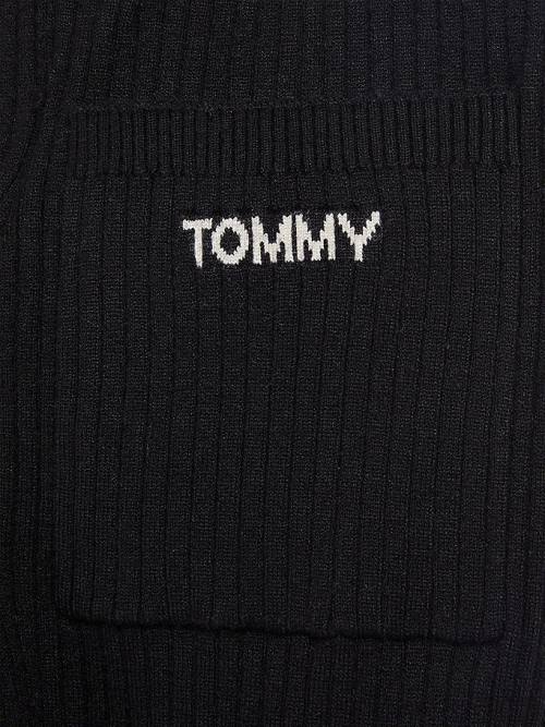 Tommy Hilfiger Flared Rib-Knit Nadrág Lány Fekete | TH650ABN