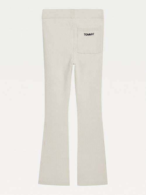 Tommy Hilfiger Flared Rib-Knit Nadrág Lány Bézs | TH896NAP