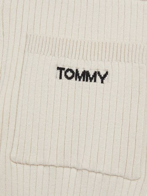 Tommy Hilfiger Flared Rib-Knit Nadrág Lány Bézs | TH896NAP