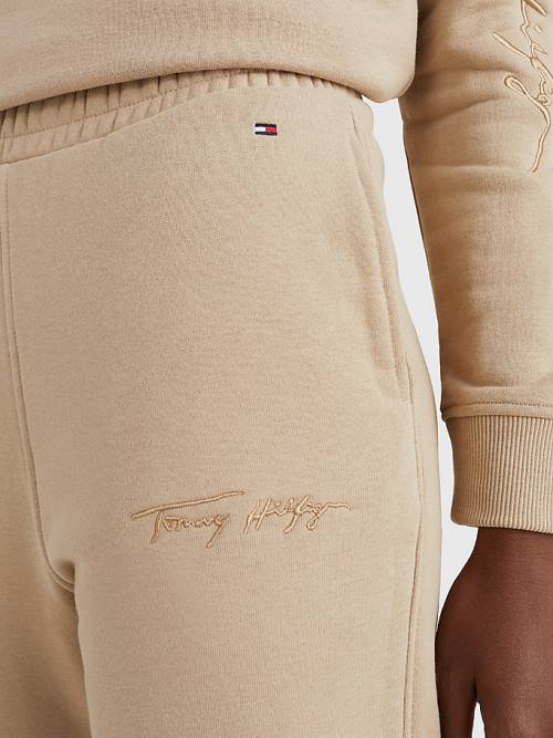 Tommy Hilfiger Fleece Cuffed Leg Joggers Nadrág Női Bézs | TH890SUQ